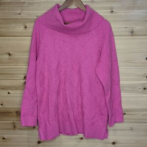 Talbots Sweaters Womens 1X Pink Cable Knit Turtleneck